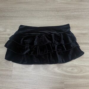 Windsor Black Velvet Ruffle Mini Skirt